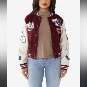 True Religion Brand Jeans Spliced Varsity Jacket